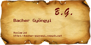 Bacher Gyöngyi névjegykártya